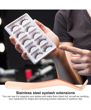 Eyelash Extension Tweezers | Stainless Steel Eyelash Appliant Tool with Comb - Pekmar Ros gold - Buy Online on GoSupps.com