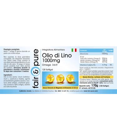 Fair & Pure Linseed Oil 1000mg - 120 Softgels - Omega 3 6 9 Fatty Acids - Easy to Swallow - Buy Online on GoSupps.com