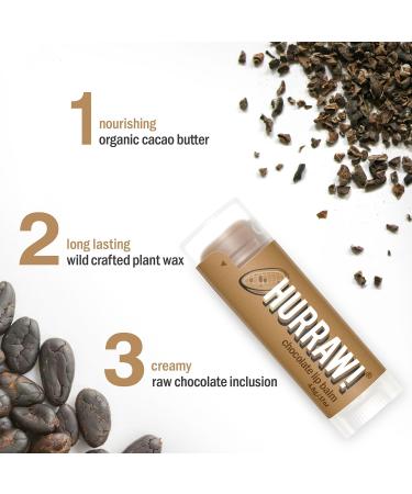 Hurraw! Chocolate Lip Balm 3 Pack: Organic Certified Vegan Cruelty and Gluten Free. Non-GMO 100% Natural Ingredients. Bee Shea Soy and Palm Free. Made in USA - Buy Online on GoSupps.com
