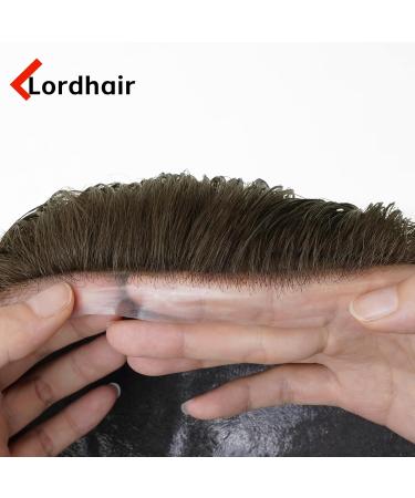 Buy Lordhair Men's Toupet - Real Hair Replacement System | 0.03mm Thin Leather Base | Medium Density | Elegant Medium Brown Wig 20x25 cm - Buy Online on GoSupps.com
