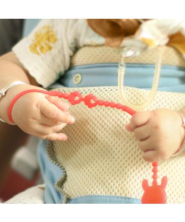 4PCS Silicone Pacifier Holder Clips - Adjustable & Stretchy Baby Toy Belts for Strollers & High Chairs - Buy Online on GoSupps.com