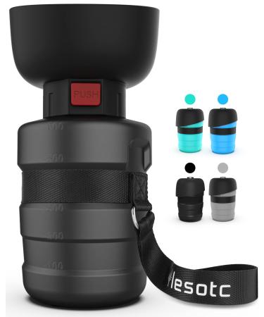 lesotc 2022 Upgraded Pet Water Bottle for Dogs,Dog Water Bottle Foldable,Leak Proof Dog Travel Water Bottle,Dog Water Dispenser,Lightweight & Convenient for Outdoor Walking,Hiking,Travel,BPA Free 21oz 3rd Gen Upgraded Black