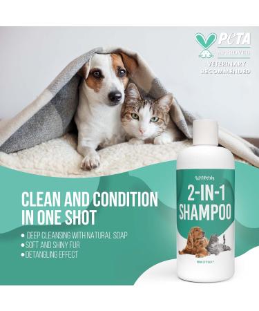 Petsly 2-in-1 Dog & Cat Shampoo with Conditioner + Aloe Vera | 500ml | Soft & Cozy Fur Care for Dogs & Cats | Sensitive Formula - Buy Online on GoSupps.com