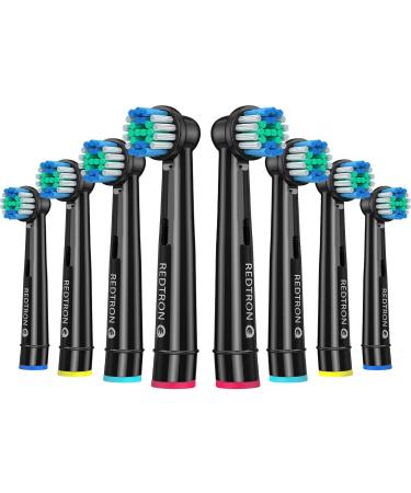 REDTRON Replacement Brush Heads Compatible with Oral B (8 Pcs) Electric Toothbrush Replacement Heads for Precision Clean Toothbrush Heads for Pro1000 Pro3000 Pro5000 Pro7000 and More Black 8