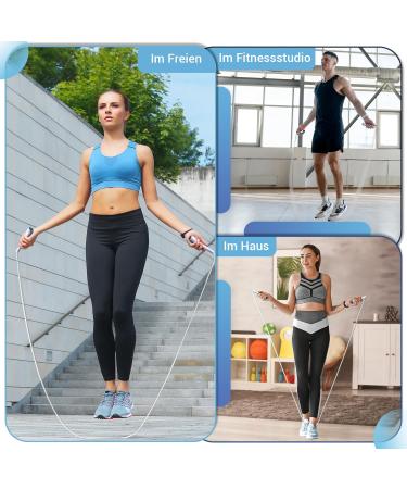 Professional 3m PVC Speed Jump Rope for Adults - Adjustable Non-Slip Grip | Includes Training Poster - Ideal for Men Women & Kids - Blue - Buy Online on GoSupps.com