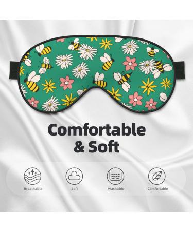 Flying Bees Print Sleep Eye Mask - Soft Blindfold with Elastic Strap for Travel & Night Sleeping - Buy Online on GoSupps.com