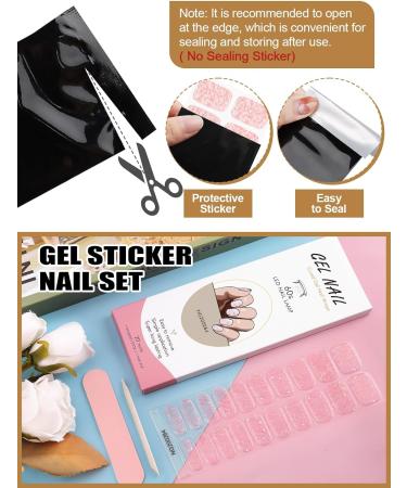 Kalolary 20PCS Luminous Glitter Gel Nail Polish Strips - Glow in the Dark Adhesive Full Wrap Sticker Set with Nail File - Waterproof Pink Gel Nail Wrap Stickers - Buy Online on GoSupps.com