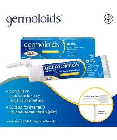 Germoloids Haemorrhoid & Piles Treatment Ointment - Triple Action Anaesthetic Relief - 55ml - Buy Online on GoSupps.com