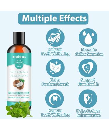 Coconut Oil Pulling Mouthwash with 7 Essential Oils Fresh Breath Teeth & Gum Whitening Natural & Alcohol-Free Includes Guru Tongue Scraper Toothbrush - Buy Online on GoSupps.com