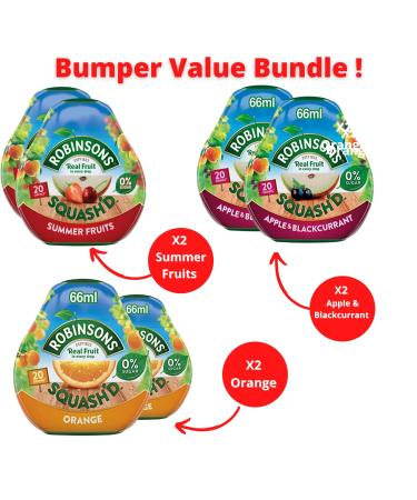 Buy Robinsons Squash'd - 3 Flavors 6 Bottles (Summer Fruits Orange Apple & Blackcurrant) - No Added Sugar Real Fruit Flavor - International Shipping Available - Buy Online on GoSupps.com