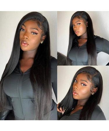 22inch Straight 13x6 Lace Front Wig Human Hair 180% Density Pre Plucked Transparent Lace Frontal Wig for Black Women - Brazilian Virgin Hair, Bleached Knots - Buy Online on GoSupps.com