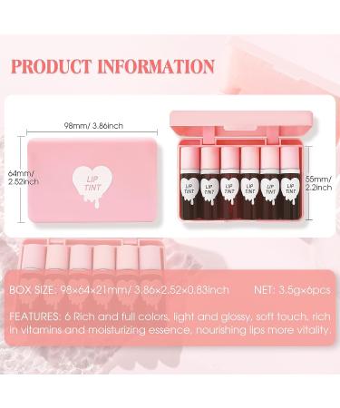 BEFIVECOK 6 Colors Lip Tint Stain Set - Natural Moisturizing Korean Lip Tint - High Pigment Waterproof Lip Gloss - Long-Lasting Non-Sticky Lipstick (Set B) - Buy Online on GoSupps.com