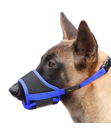 Heele nylon muzzle for dogs adjustable loops breathable safe fast fast seat for small medium-sized dogs prevents biting chewing and barking (L blue) L blue - Buy Online on GoSupps.com
