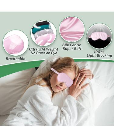 4 Pcs Silk Sleep Mask Set - Soft Satin Eye Covers for Sleeping & Travel - Elastic Strap Eyeshade for Men & Women - 4 Colors Available - Buy Online on GoSupps.com