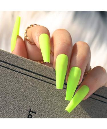 Sethain Matt Blue Ballerina False Nails - Long Complete Coverage Press-On Fingernails for Women & Girls | Stylish & Durable Yellow Design - Buy Online on GoSupps.com