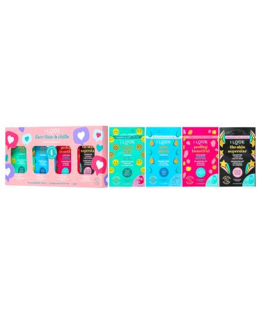 Shop I LOVE Face Time and Chills Face Masks - Hydrating Self Care Kit with Peel Off Mud and Cream Masks - Soothing 4 PC Set for Glowing Skin - Buy Online on GoSupps.com