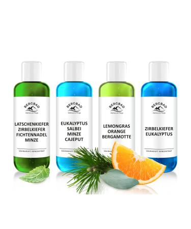 Bergbad 4 x 250ml sauna infusion set soothing refreshing sauna infusion with natural etheric oils large gift set for every mood set1