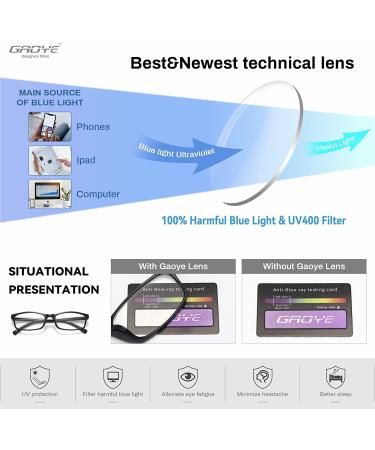 Gaoye Blue Light Blocking Reading Glasses 6 Pack for Men and Women - Anti UV Eyeglasses with Magnifying Readers, 2.0x Strength - Includes 6 Leather Cases, 6 Colors - Buy Online on GoSupps.com