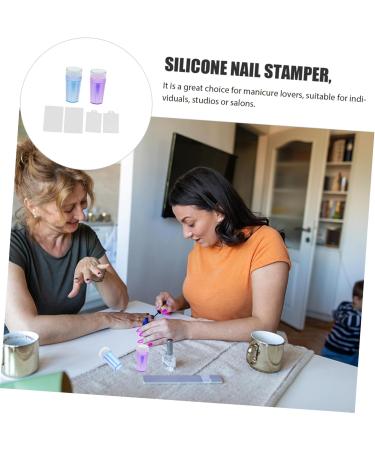 AOKWAWALIY 2 Sets Nail Stamp Nail Kits Girl Nail Art Printing Accessory Nail Art Stencils Nail Accessories Nail Pattern Printing Stamper Silica Gel Scraping Board Fully Transparent 6.5X3X3CM Purple Blue - Buy Online on GoSupps.com