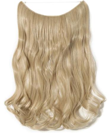 Hair Extensions no Clip Invisible Wire Adjustable Secret Rubber Band Hairpiece Real Natural Synthetic Fibre Hair 20 inch Curly Wavy Ash blonde mix bleach blonde - Buy Online on GoSupps.com