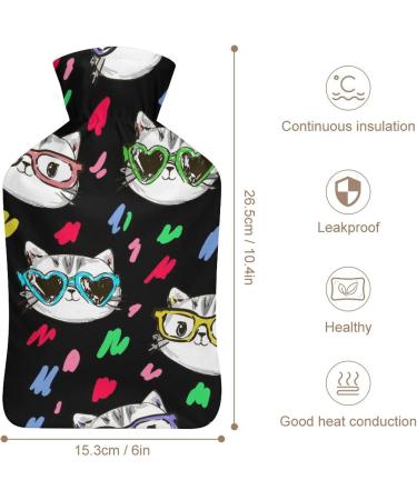 Buy Hot Water Bottle with Lid - Cat Pattern Rubber Hot Water Bag for Pain Relief Cramps & Foot Warmer - Ideal for Hot & Cold Therapy - Buy Online on GoSupps.com