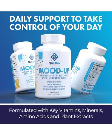 NuEthix Formulations Mood-Up | Stress Relief & Sleep Supplement | 5-HTP Rhodiola Rosea | Natural Energy & Hormone Support | Non-GMO | 180 Capsules - Buy Internationally - Buy Online on GoSupps.com