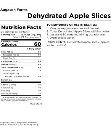 Augason Farms Dehydrated Apple Slices | Gluten Free | Long Term Food Storage | Large No. 10 Can - Buy Online on GoSupps.com