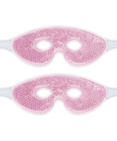 Navaris Set of 2 Gel Eye Masks - Reusable Hot/Cold Eye Masks in Pink - Soothes Tired Eyes - Buy Online on GoSupps.com
