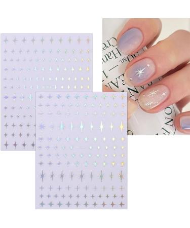 JMEOWIO 10 Sheets Moon Star Sun Nail Art Stickers Decals Self-Adhesive Silver Aurora Nail Supplies Nail Art Design Decoration Accessories - Buy Online on GoSupps.com