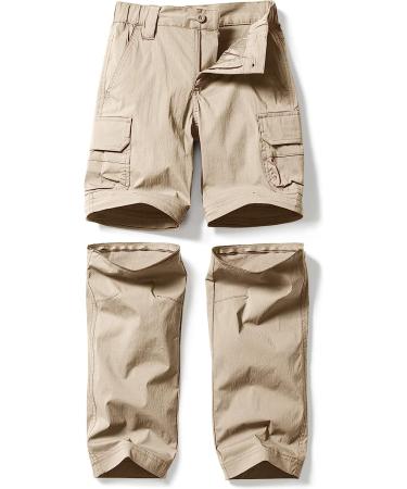 CQR Kids Youth Hiking Cargo Pants | UPF 50+ Quick Dry Convertible Zip Off Pants | Outdoor Camping Khaki Medium - Buy Online on GoSupps.com