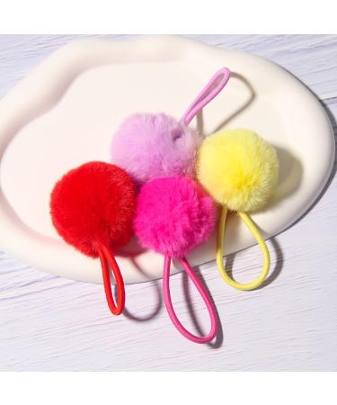 SUSULU Faux Rabbit Fur Pompom Hair Ties - 12pcs Yellow Scrunchies for Women - Buy Online on GoSupps.com