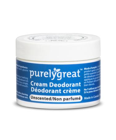 Purelygreat Cream Deodorant  Aluminum-Free  Deodorant Cream for Lasting Odor Control  Vegan  Cruelty-Free Natural Deodorant for Women & Men  Contains No Chemicals  Parabens  or BPA  Unscented  1.76oz