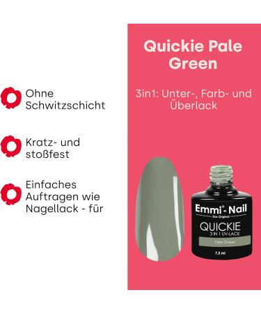 Emmi Nail Quickie Pale Green 3in1 - LED UV Gel Polish L043 | Long-Lasting Vegan & Scratch-Resistant | 7.5ml - Buy Online on GoSupps.com