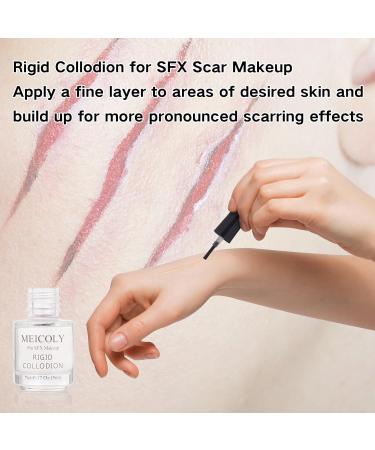 MEICOLY Rigid Collodion & Remover Kit - Professional Scar Makeup for Halloween SFX Cosplay & Theater Performance | Liquid Scar Solution with Brush - Buy Online on GoSupps.com