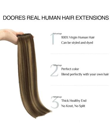 Buy Doores Real Hair Extensions - Seamless Balayage Chocolate Brown to Caramel Blonde 50cm | 7 Pieces Clip-In 110g - Buy Online on GoSupps.com