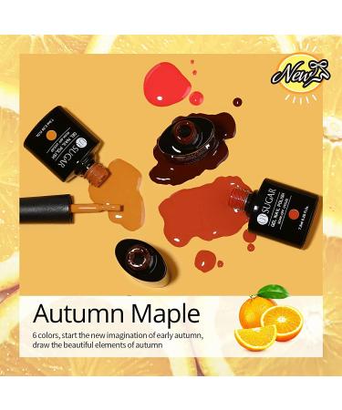 UR SUGAR Fall Gel Nail Polish Set - 6 Autumn Colors Maple Pumpkin Red Orange Glitter Kit for Thanksgiving & Halloween Gifts - Soak Off Nail Art Manicure Set for Women - Autumn Maple 6 Count - Buy Online on GoSupps.com