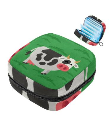 Green cow ladies-napkins-storage bag portable periodic bag for women teenagers girls menstrual cup breastfeeding pillow holder 4