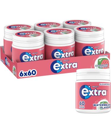 Extra Watermelon Flavour Sugarfree Chewing Gum Bottle 6 x 60 pieces 60 count (Pack of 1) - Buy Online on GoSupps.com