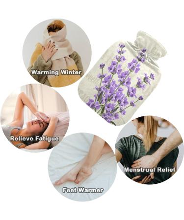 NAANLE Vintage Lavender Hot Water Bottle with Cover | 1L Heat Bottle for Back Pain Relief & Cold Therapy | International Shipping Available - Buy Online on GoSupps.com