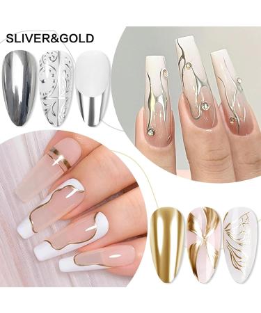 Gold Chrome Gel Nail Polish Liner - Gel Nail Polish Metallic Effect - Metallic Painting Gel Liner Nail Art 3D Mirror - Liner Painted Gel for Metal liner drawing and Nail Color Painting Nail Gel - Buy Online on GoSupps.com