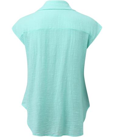 Women Summer Linen Loose Fit Blouses Solid Tops Ladies Cute T Shirt Casual Party Evening Wedding Short Sleeve Tunic Top V Neck Oversized Tshirt 3831-qppoj-b-mintgreen XXL - Buy Online on GoSupps.com