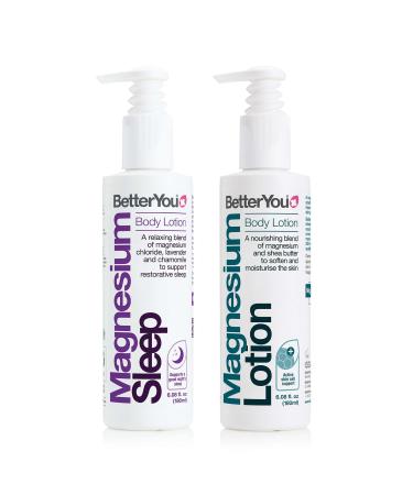 BetterYou Lotion Bundle - Sleep and Magnesium Body Lotion - Softens Skin and Eases Muscles - Calming Lavender and Chamomile Blend - 2 pc