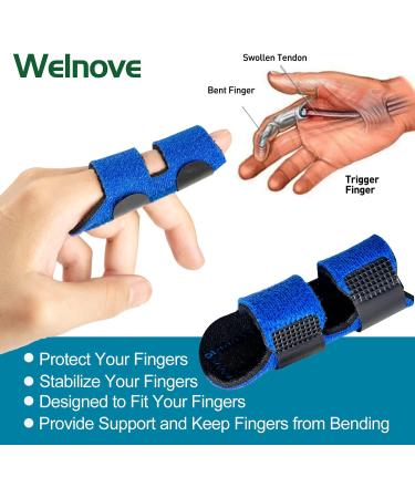 Welnove Finger Clips - 2 PCS Finger Splint for Mallet Trigger & Broken Fingers | Finger Stabilizer Support - Blue Medium - Buy Online on GoSupps.com