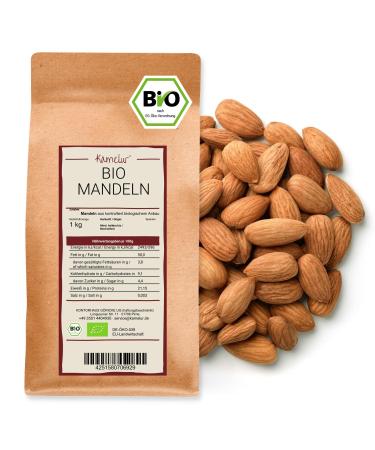 Kamelur 1kg Spanish organic almonds natural whole peeled almonds organic with skin and no additives 1 kg (1 pack) - Buy Online on GoSupps.com