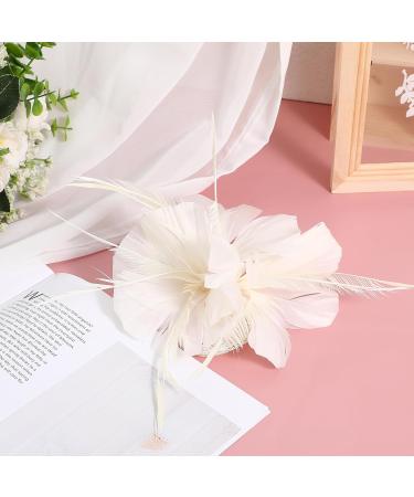 Lurrose 1PC Fascinator Hair Clip Fascinator Hair Pin Hair Clip Fascinator Hair Accessories for Women Wedding Tea Party Hat Beige - Buy Online on GoSupps.com