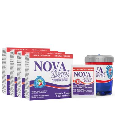 Novadent Dentures Cleaner for Dental Appliances Retainers Trays Mouth Guards Teeth Aligners - 1 Year (52 sachets) 52 Count (Pack of 1)
