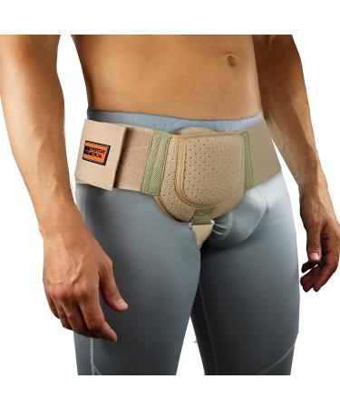 Everyday Medical Inguinal Hernia Support Belt for Men I Fits Left or Right Side I Post Surgery Men and Womens Hernia Support Truss for Inguinal, Groin Hernias I Adjustable Waist Strap I Beige | S/M Small/Medium (Pack of 1)