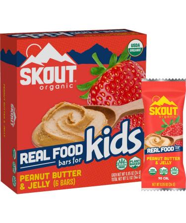 Skout Organic Peanut Butter & Jelly Real Food Bars for Kids (6 Pack) | Organic Snacks for Kids | Plant-Based Nutrition, No Refined Sugar | Vegan | Gluten, Dairy, Grain & Soy Free