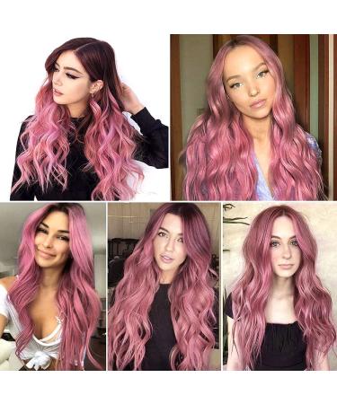 Porsmeer Pink Lure Curls Wig for Women & Girls | Natural Ombre Synthetic Hair for Everyday Cosplay & Party - Buy Online on GoSupps.com