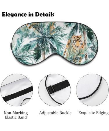 Tropical Palm Trees Tiger Sleep Mask - Adjustable Eye Cover for Sleeping, Block Light for Night Travel and Nap - Men and Women - Buy Online on GoSupps.com